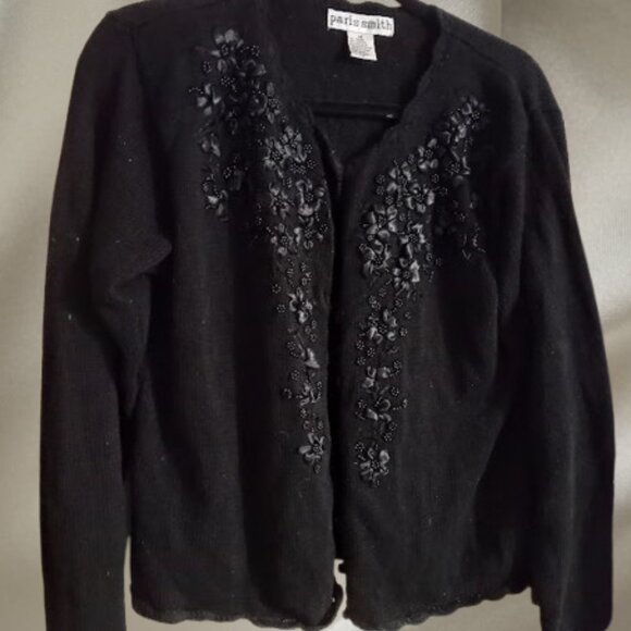 VTG PARIS SMITH Holiday Bead and Ribbon Embellished Sweater SZ M - Picture 7 of 7